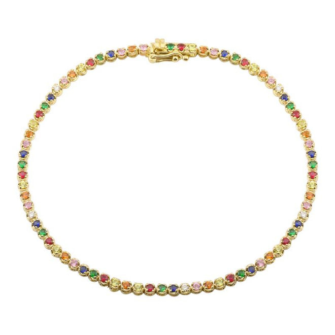 14K Yellow Gold Rainbow Tennis Bracelet - Queen May