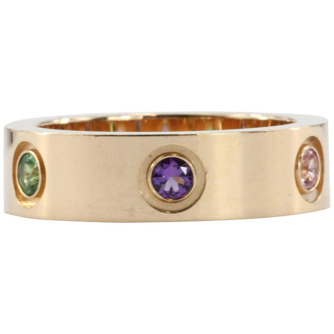 Cartier Love Multicolor Gem Gold Band Ring - Queen May