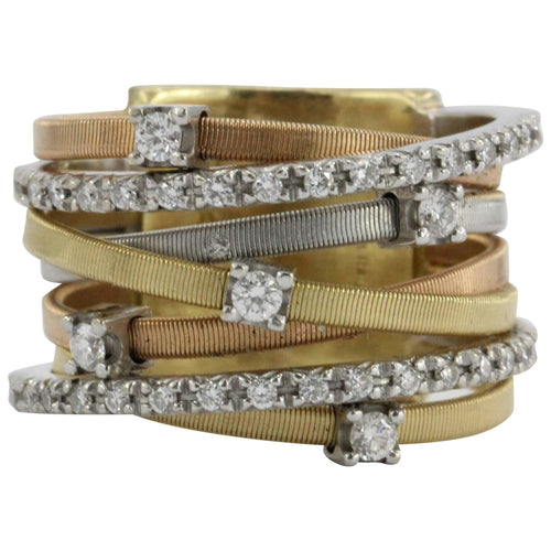 Marco Bicego Diamond Three Color Gold Seven Strand Ring - Queen May