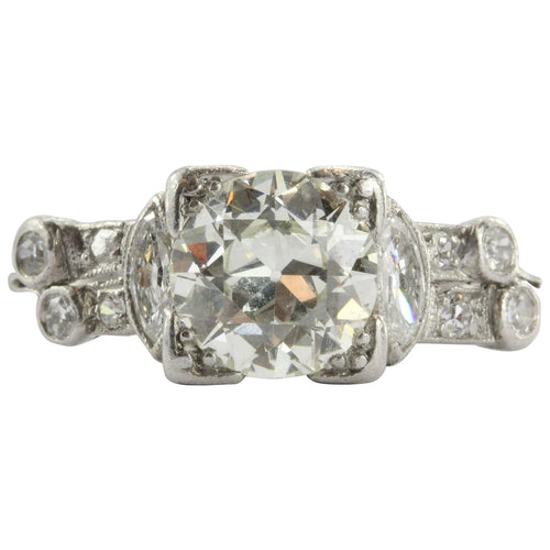 Antique Art Deco 1.75 CTW Old European Diamond Platinum Engagement Ring - Queen May