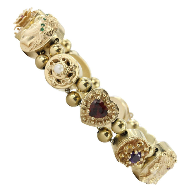 14K Gold Victorian Style Full Slide Bracelet - Queen May