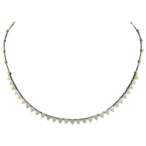18K White & Yellow Gold Diamond Modernist Necklace - Queen May