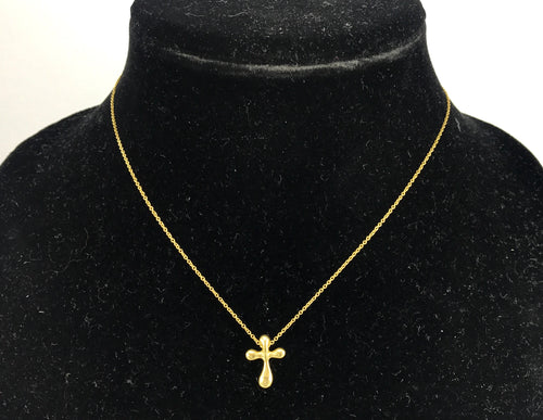Tiffany & Co 18K Elsa Peretti Small Cross Pendant Necklace - Queen May