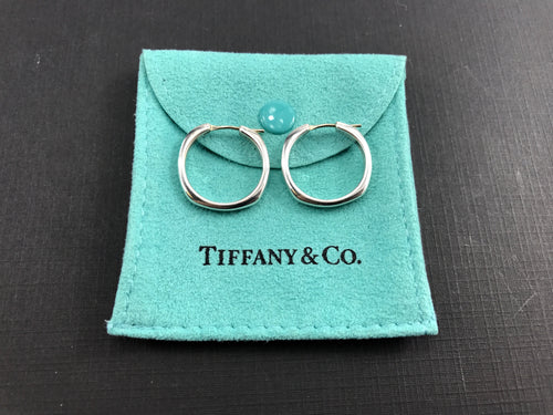 Tiffany & Co Sterling SIlver Cushion Hoop Earrings - Queen May