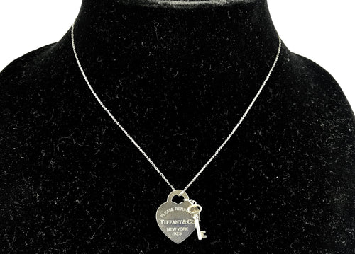 Please Return to Tiffany & Co New York Heart & Key Tag Necklace - Queen May