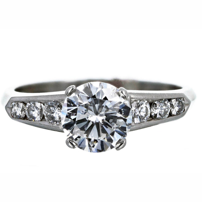 Platinum 1.36 Carat Round Brilliant Diamond Engagement Ring GIA Certified - Queen May