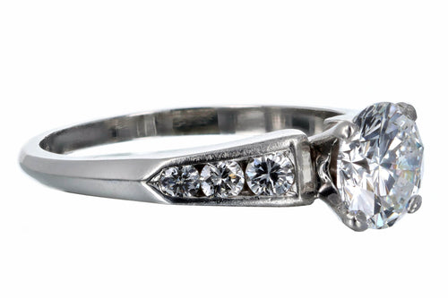 Platinum 1.36 Carat Round Brilliant Diamond Engagement Ring GIA Certified - Queen May