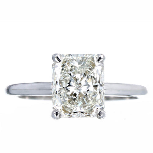 14K White Gold 2.01 Carat Radiant Diamond Solitaire Engagement Ring GIA Certified - Queen May
