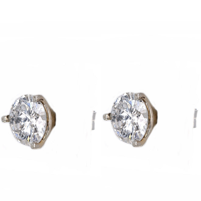 3.68 Carat Total Weight Round Brilliant Diamond Martini Stud Earrings - Queen May