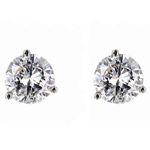 3.68 Carat Total Weight Round Brilliant Diamond Martini Stud Earrings - Queen May