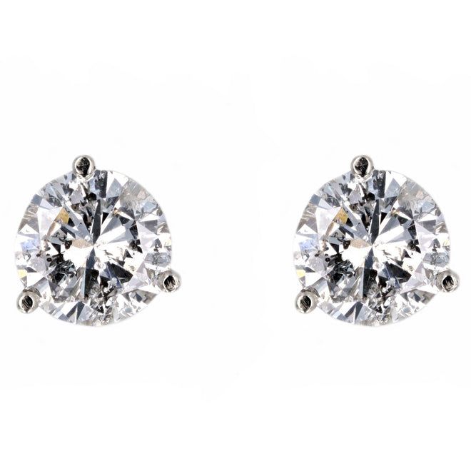 3.68 Carat Total Weight Round Brilliant Diamond Martini Stud Earrings - Queen May