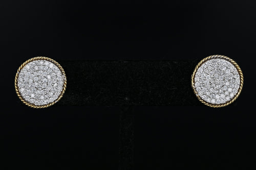 10K Yellow & White Gold 1.5 CTW Diamond Circle Earrings - Queen May