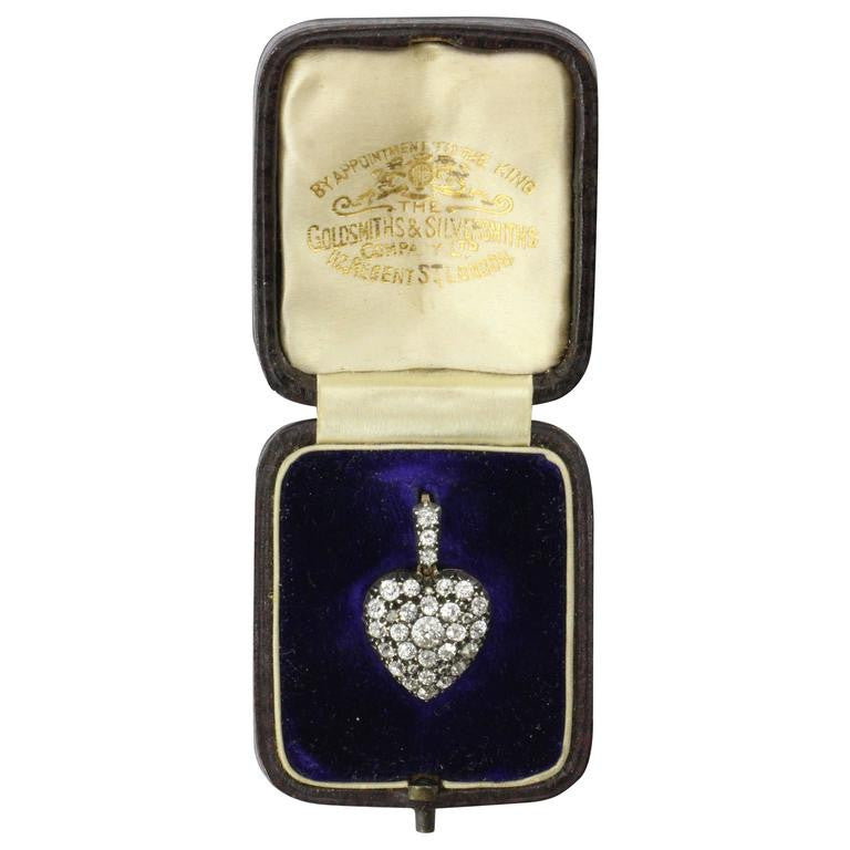 Antique diamond deals heart pendant