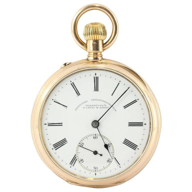 A. Lange & Sohne Glashutte I/S 43mm German 14K Gold Pocket Watch Circa 1897 - Queen May