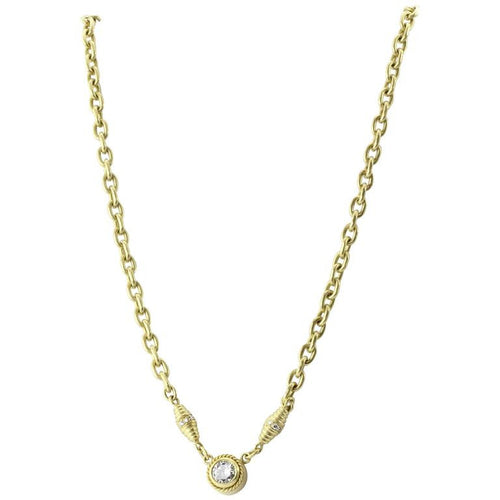 18K Satin Finished Gold 1 Carat Diamond Solitare Necklace - Queen May