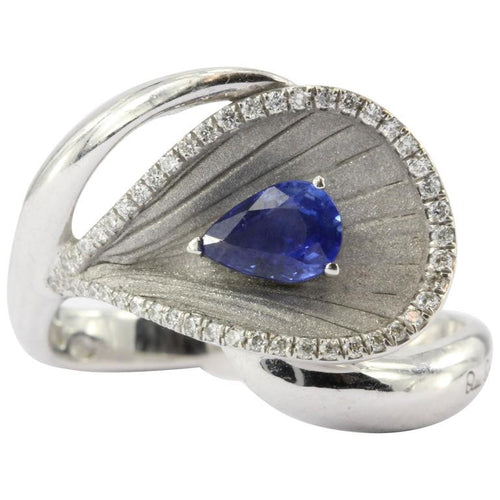 Annamaria Cammilli Premier Color Diamond and Sapphire 18K White Gold Ring - Queen May