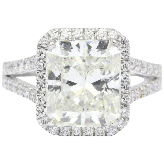 5.05 Carat Rectangular Diamond Platinum Engagement Ring - Queen May