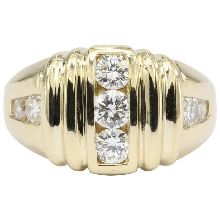 Classic Mens Diamond 14K Gold Ring – QUEEN MAY