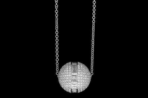 14K Gold Diamond Baguette Barrel Pendant Necklace - Queen May