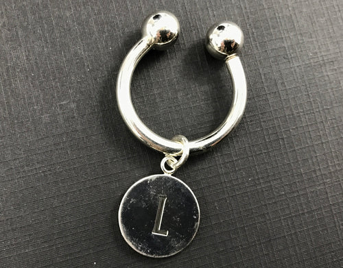 Tiffany & Co Sterling Silver Circle Tag "L" Key Ring - Queen May