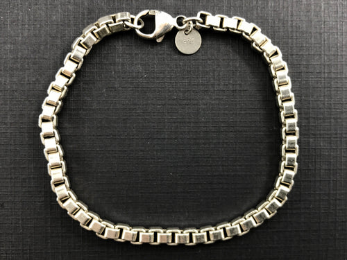 Tiffany & Co Sterling Silver Venetian Link Bracelet 4mm 7.75" - Queen May