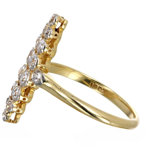 Edwardian 0.50 Carat Total Weight Old European Diamond Navette Ring in 18K Yellow Gold - Queen May