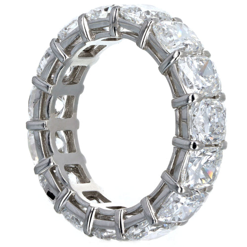 8.62 Carat Total Weight Cushion Cut Diamond Eternity Band in Platinum GIA Certified - Queen May