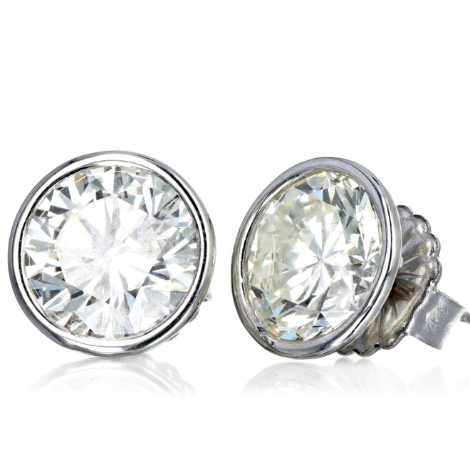 8.11 Carat Total Weight Round Brilliant Diamond Bezel Martini Stud Earrings in Platinum - Queen May