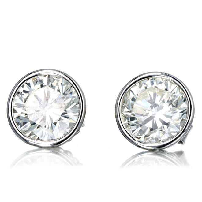 8.11 Carat Total Weight Round Brilliant Diamond Bezel Martini Stud Earrings in Platinum - Queen May