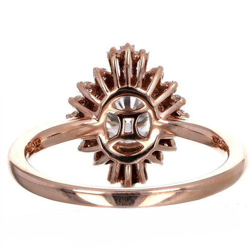 14K Rose Gold 0.72 Carat Round Brilliant Diamond Fan Ballerina Engagement Ring - Queen May