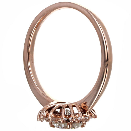 14K Rose Gold 0.72 Carat Round Brilliant Diamond Fan Ballerina Engagement Ring - Queen May