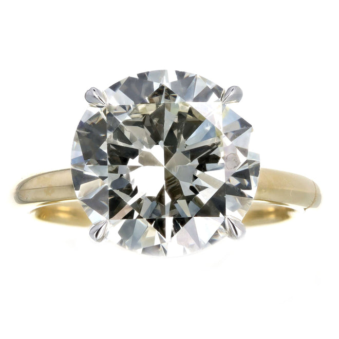 6.13 Carat Round Brilliant Diamond Hidden Halo Engagement in 18K Yellow Gold Platinum GIA Certified - Queen May