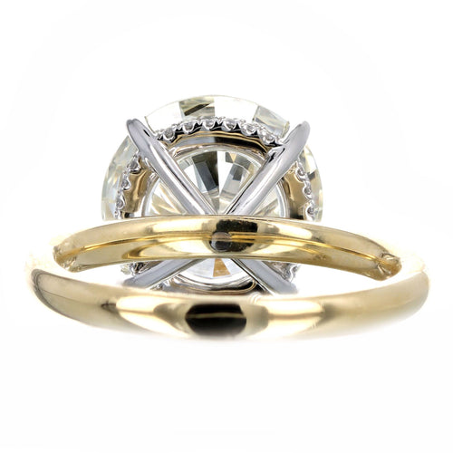 6.13 Carat Round Brilliant Diamond Hidden Halo Engagement in 18K Yellow Gold Platinum GIA Certified - Queen May