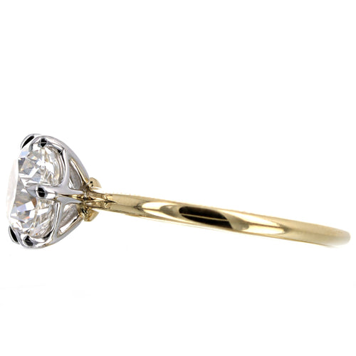 2.12 Carat Round Brilliant Diamond Solitaire Engagement Ring in 18K Yellow Gold & Platinum GIA Certified - Queen May