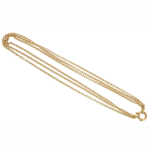 18K Yellow Gold Triple Rolo Strand Bolt Ring Closure Necklace - Queen May