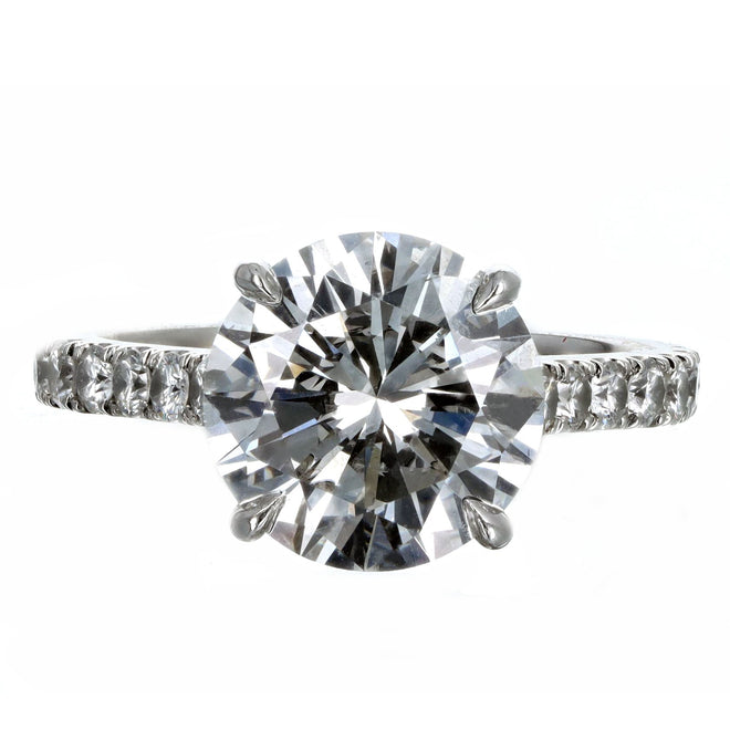3.75 Carat Round Brilliant Diamond Hidden Halo Engagement Ring in Platinum GIA Certified - Queen May