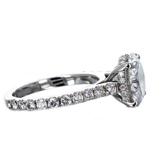 3.75 Carat Round Brilliant Diamond Hidden Halo Engagement Ring in Platinum GIA Certified - Queen May