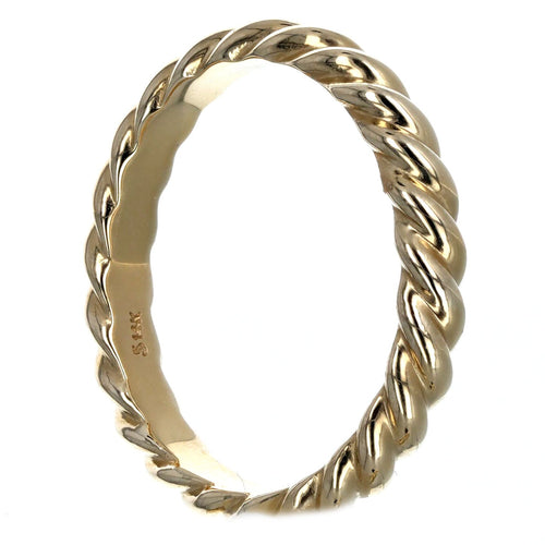14K Yellow Gold 3mm Twisted Rope Band - Queen May