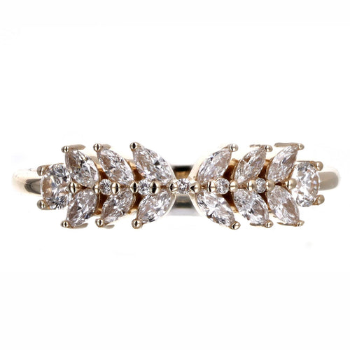 14K White or Yellow Gold Laurel Diamond Marquise Band - Queen May