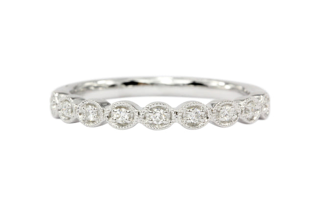 14K White Gold Diamond Band - Queen May