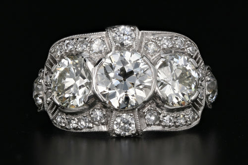 Art Deco Platinum Old European Cut 3 Stone Diamond Engagement Ring c.1920's - Queen May