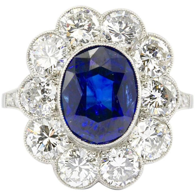 GIA Certified Natural No Treatment 4.08ct Sapphire in a Platinum & Diamond Setting - Queen May