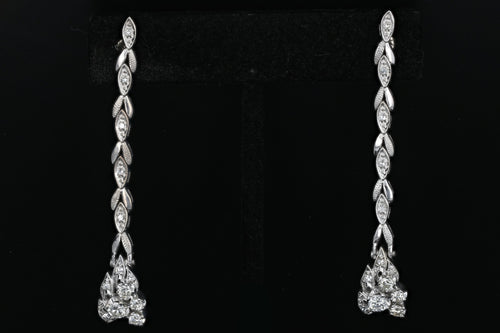 Retro 14K White Gold Diamond Conversion Dangle Earrings c.1940's - Queen May