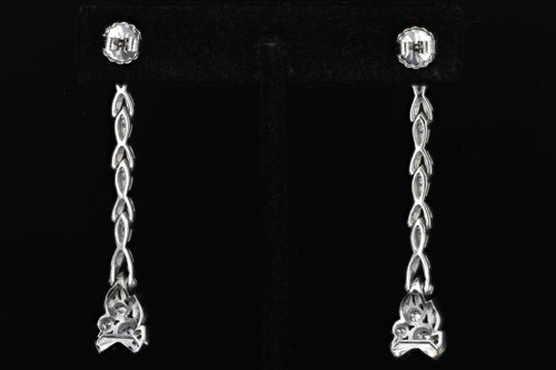 Retro 14K White Gold Diamond Conversion Dangle Earrings c.1940's - Queen May