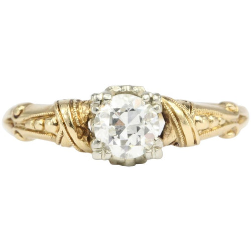 Art Deco 14K Yellow Gold .40 Carat Old European Cut Diamond Engagement –  Queen May
