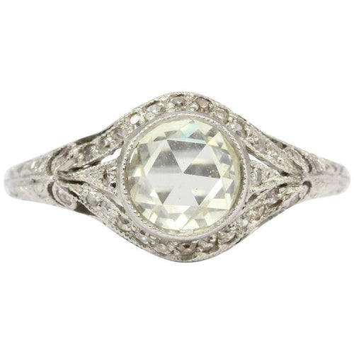 Edwardian Platinum .60 Carat Rose Cut Diamond Engagement Ring - Queen May
