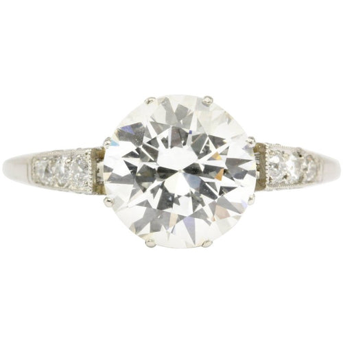 Art Deco Style Platinum 2.6 CTR Old European Cut Diamond Ring - Queen May