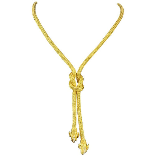 Ilias Lalaounis 18K Yellow Gold Diamond Ruby Hercules Knot Necklace - Queen May