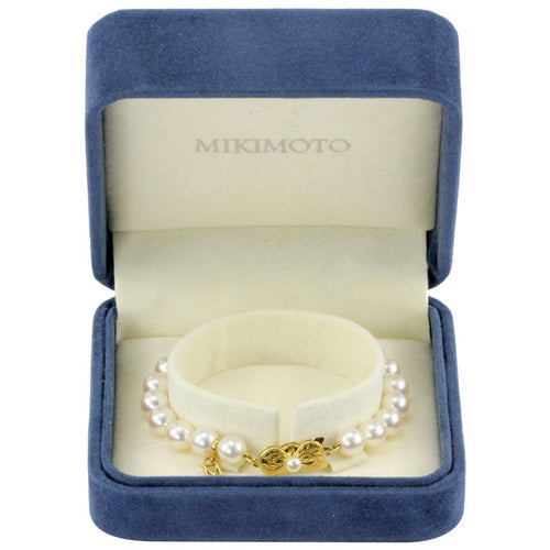 Mikimoto 18K Yellow Gold 7.5x7mm A+ Grade Pearl Bracelet - Queen May