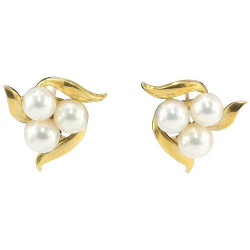 Mikimoto 18K Yellow Gold 6-6.5mm Pink Luster A+ Pearl Earrings - Queen May